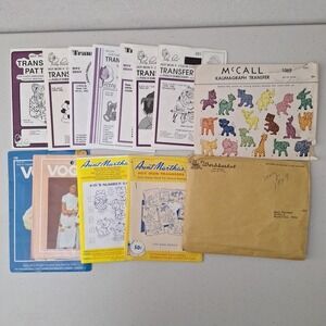 Huge Vintage Lot of Hot Iron Transfers Aunt Martha's Pritty Pinch Mixed Lot 40s+